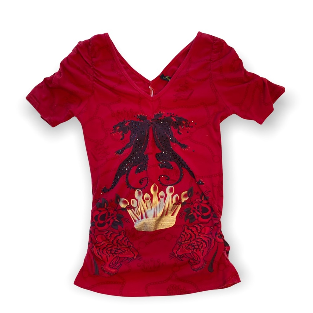 Y2k purple rain top. Rhinestone 2000s graphic panther young rich fabulous